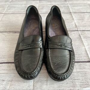 SAS Tripad Comfort Black Leather Wedge Heel Loafers Women's Size 9 1/2 M Shoes